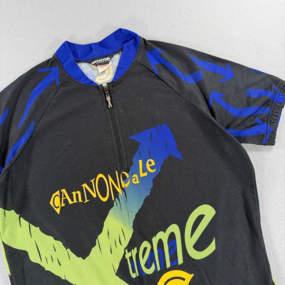 Cannondale Vintage Cycling Jersey Extreme Graphic Large Black Polartec USA Made
